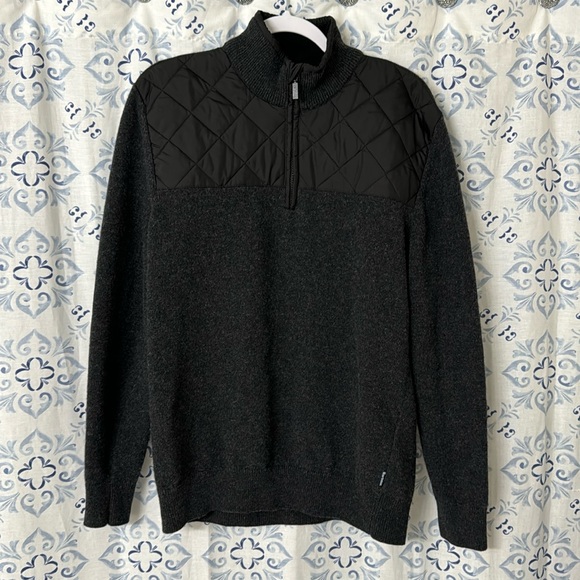 Barbour Other - Barbour Men’s Essential Diamond Quilt Half Zip Sweater Charcoal Size M